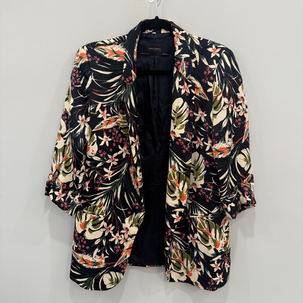 Zara Floral Navy Blazer